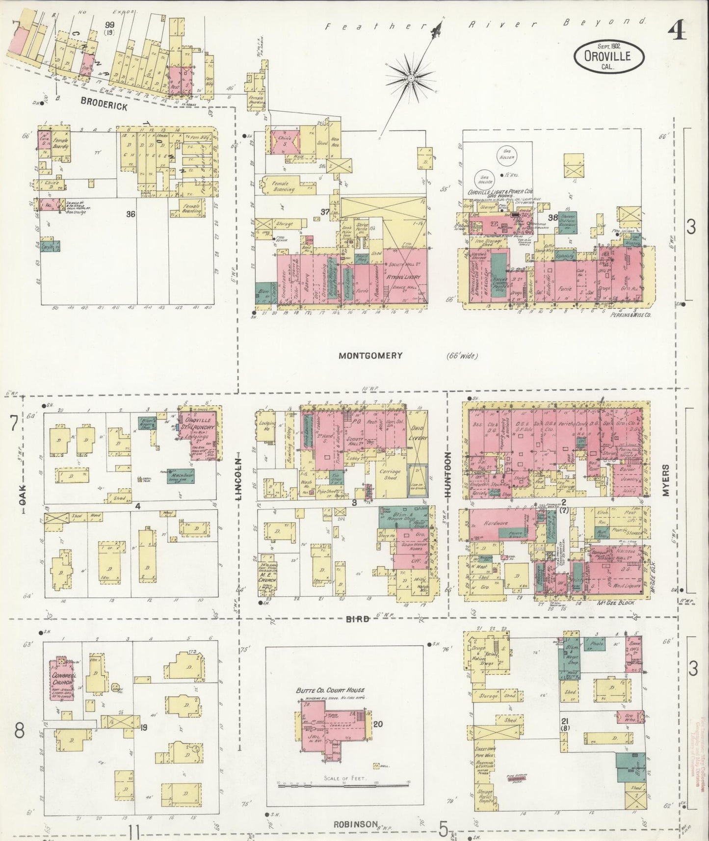 Sanborn Fire Insurance Map from Oroville, Butte County, California (1902), Sheet #0004 - Complete Map Set gallery image, historic Sanborn map, vintage wall art, California California