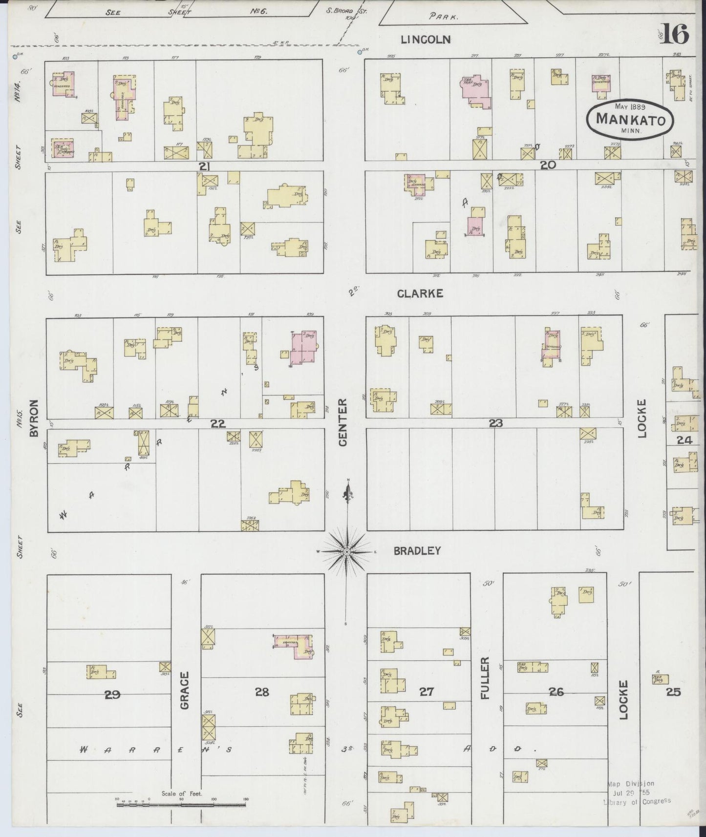 Sanborn Fire Insurance Map from Mankato, Blue Earth County, Minnesota (1889), Sheet #0016 - Historic Sanborn Fire Insurance Map Print, vintage old map wall art, antique decor, genealogy gift, Minnesota Minnesota map