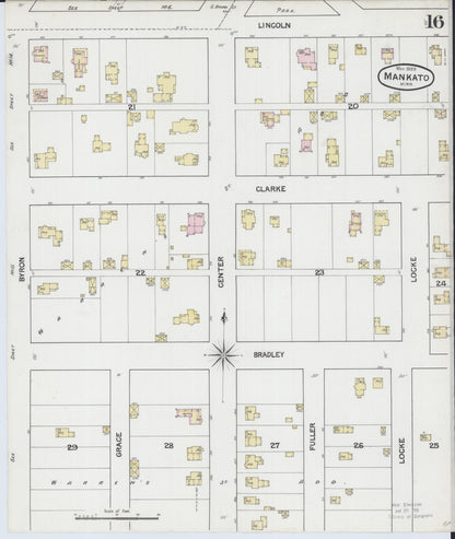 Sanborn Fire Insurance Map from Mankato, Blue Earth County, Minnesota (1889), Sheet #0016 - Historic Sanborn Fire Insurance Map Print, vintage old map wall art, antique decor, genealogy gift, Minnesota Minnesota map