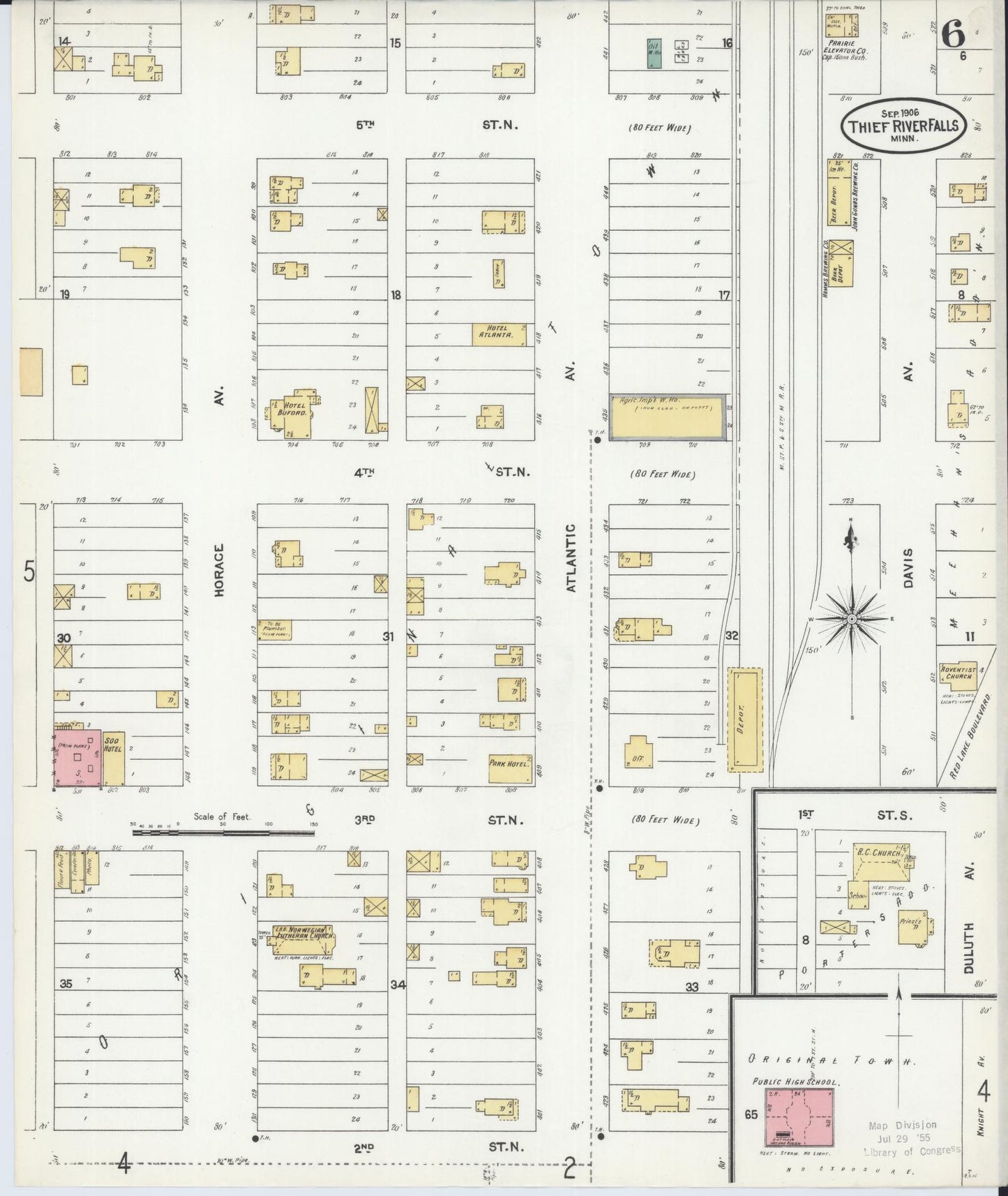 Sanborn Fire Insurance Map from Thief River Falls, Pennington County, Minnesota (1906), Sheet #0006 - Complete Map Set gallery image, historic Sanborn map, vintage wall art, Minnesota Minnesota