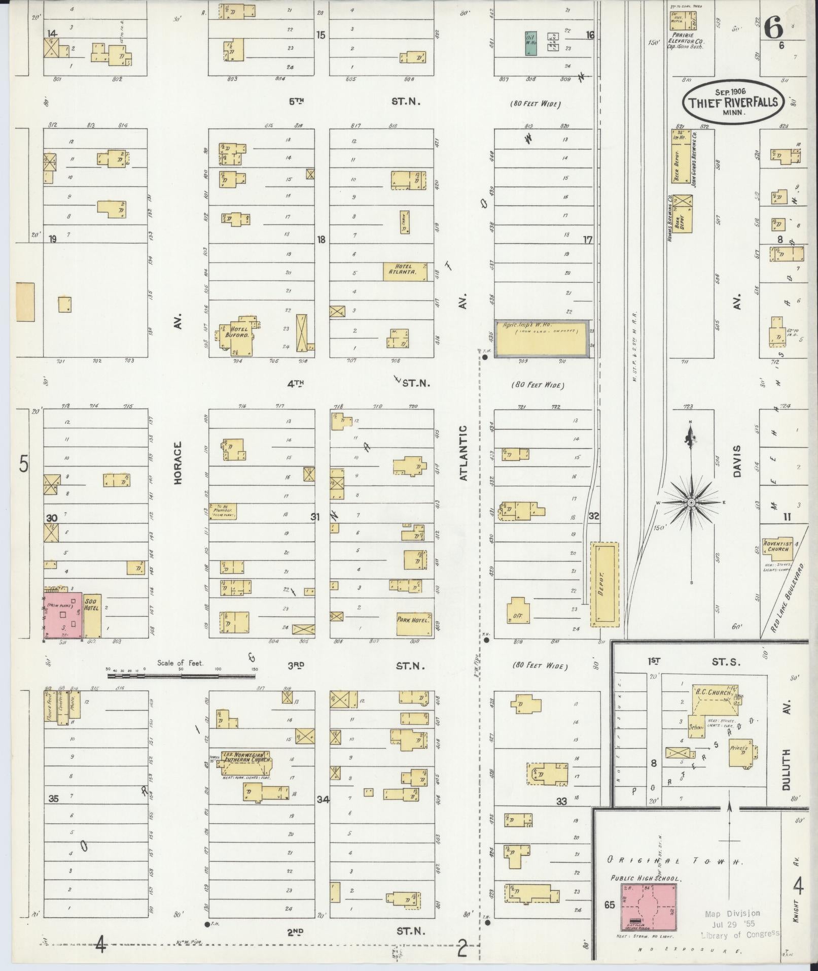 Sanborn Fire Insurance Map from Thief River Falls, Pennington County, Minnesota (1906), Sheet #0006 - Complete Map Set gallery image, historic Sanborn map, vintage wall art, Minnesota Minnesota