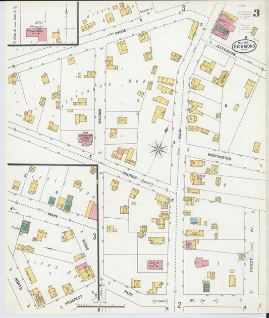 Sanborn Fire Insurance Map from Richmond, Macomb County, Michigan (1900), Sheet #0003 - Historic Sanborn Fire Insurance Map Print, vintage old map wall art, antique decor, genealogy gift, Michigan Michigan map