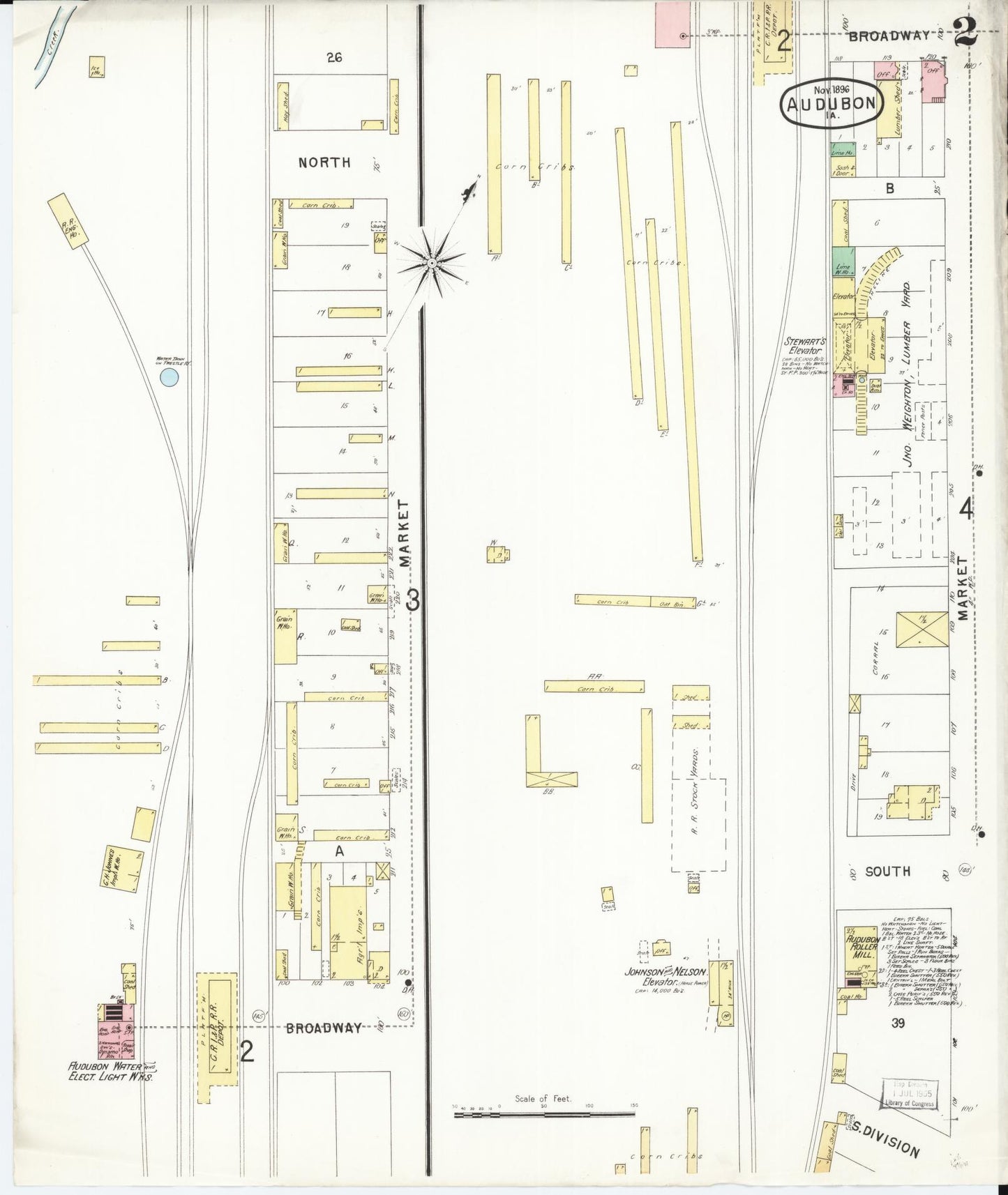 Sanborn Fire Insurance Map from Audubon, Audubon County, Iowa (1896), Sheet #0002 - Historic Sanborn Fire Insurance Map Print, vintage old map wall art