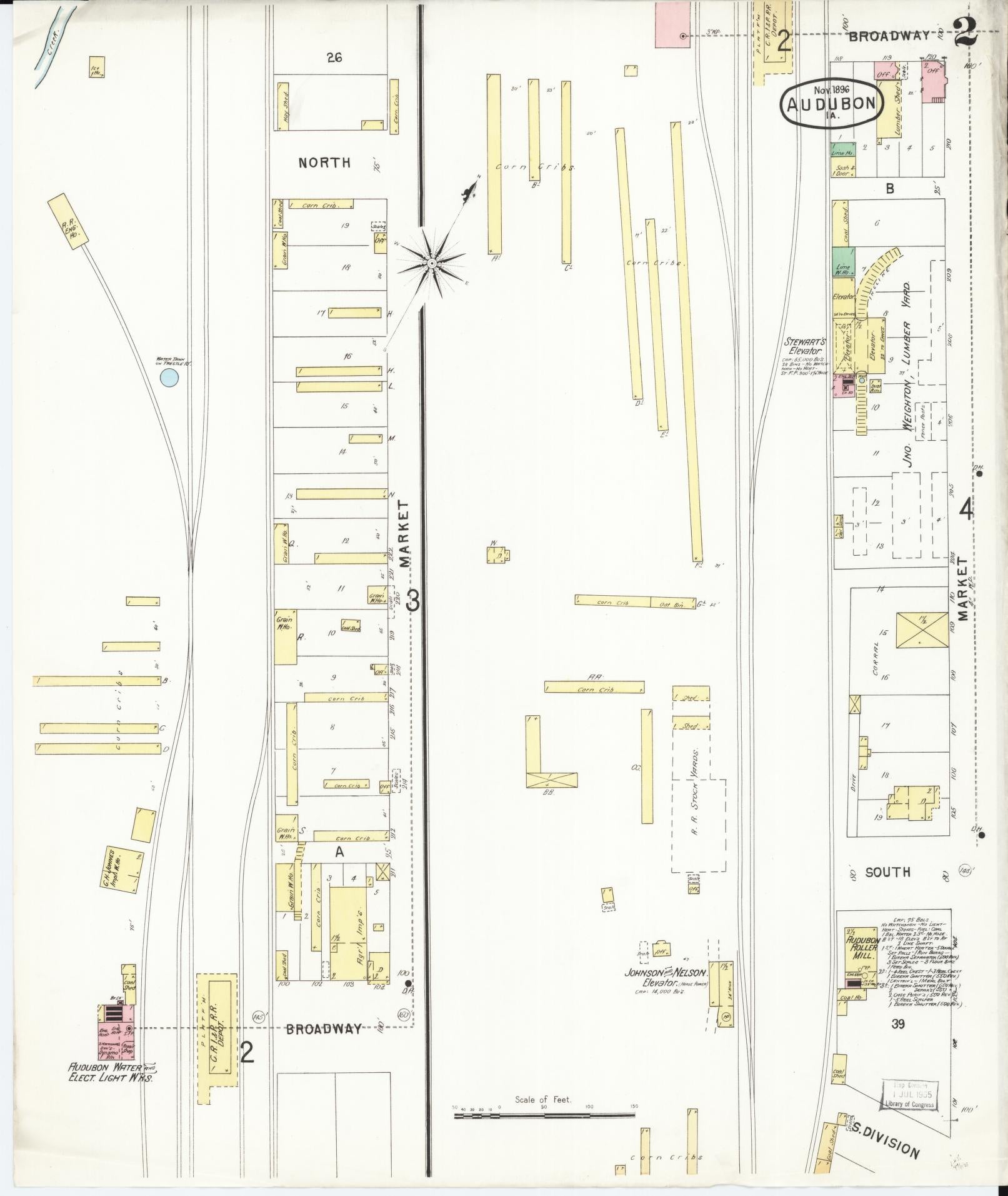 Sanborn Fire Insurance Map from Audubon, Audubon County, Iowa (1896), Sheet #0002 - Historic Sanborn Fire Insurance Map Print, vintage old map wall art