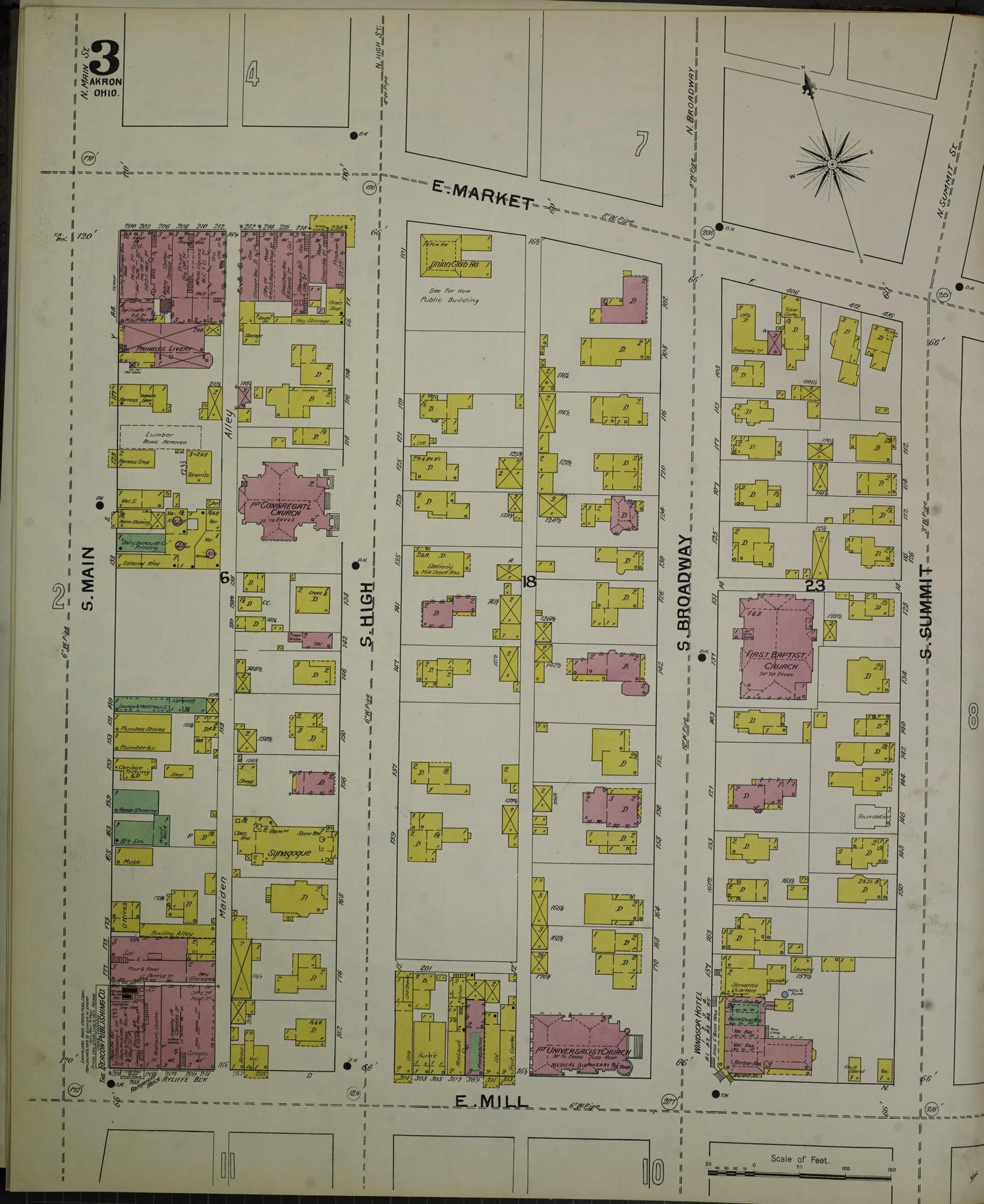 Sanborn Fire Insurance Map from Akron, Summit County, Ohio (1892), Sheet #0003 - Complete Map Set gallery image, historic Sanborn map, vintage wall art, Ohio Ohio
