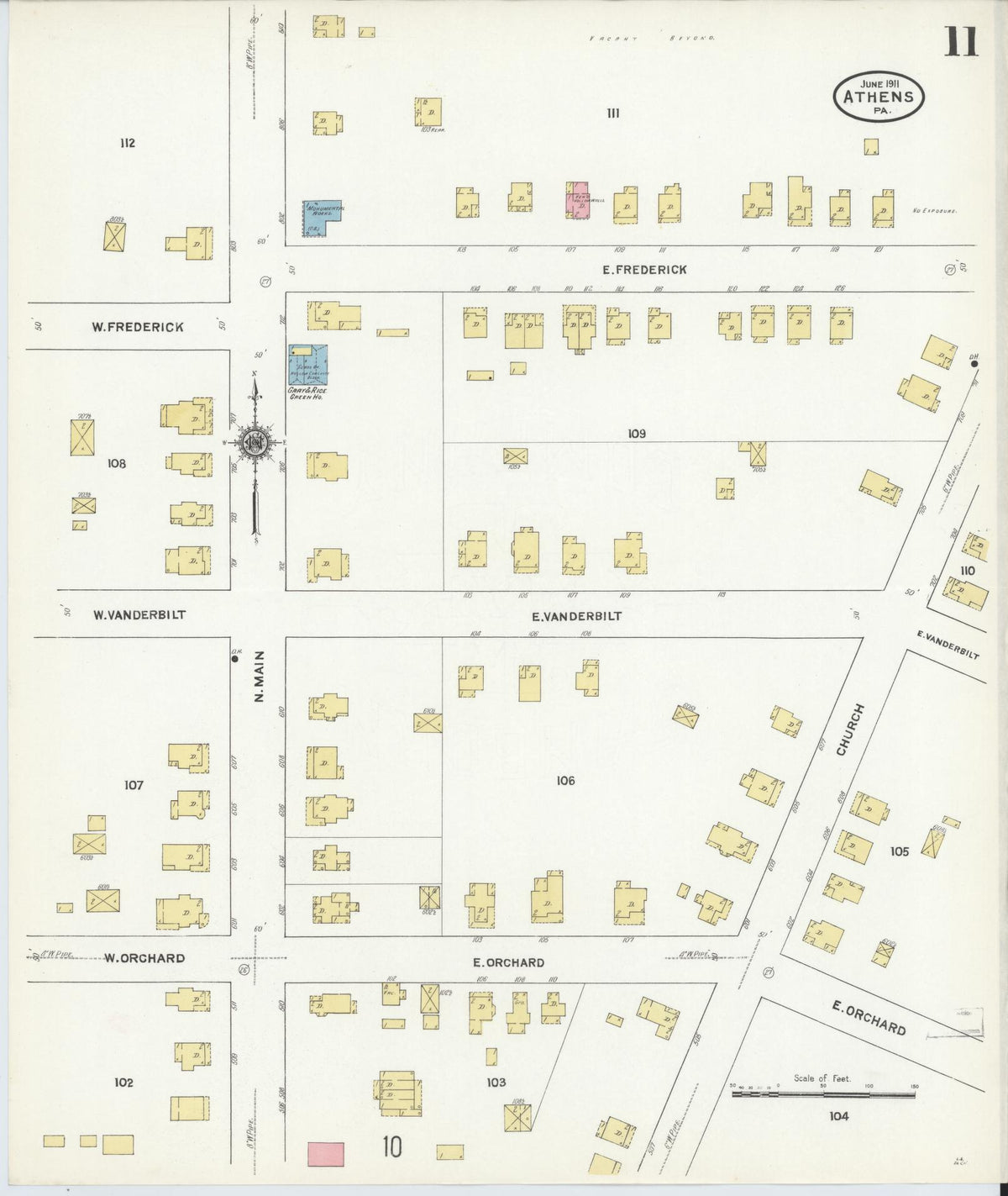 Sanborn Fire Insurance Map from Athens, Bradford County, Pennsylvania (1911), Sheet #0011 - Complete Map Set gallery image, historic Sanborn map, vintage wall art, Pennsylvania Pennsylvania