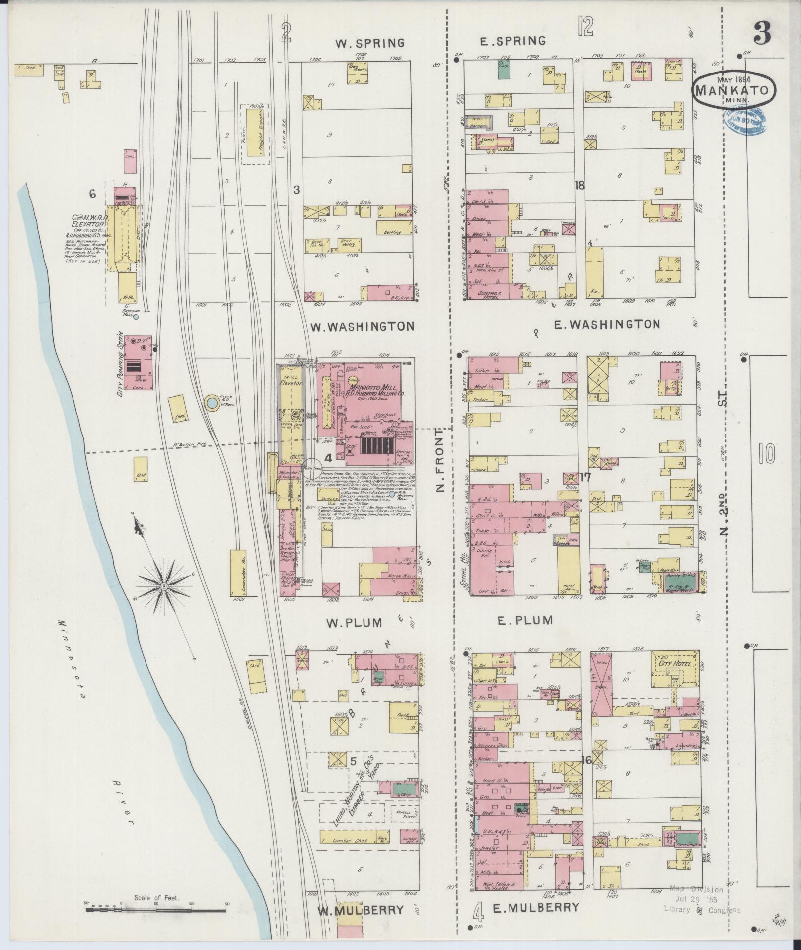 Sanborn Fire Insurance Map from Mankato, Blue Earth County, Minnesota (1894), Sheet #0003 - Complete Map Set gallery image, historic Sanborn map, vintage wall art, Minnesota Minnesota