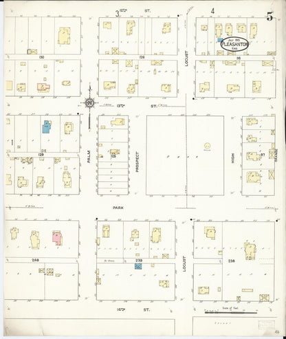 Sanborn Fire Insurance Map from Pleasanton, Linn County, Kansas (1913), Sheet #0005 - Complete Map Set gallery image, historic Sanborn map, vintage wall art, Kansas Kansas