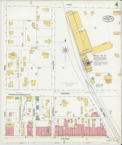 Sanborn Fire Insurance Map from Marlin, Falls County, Texas (1899), Sheet #0004 - Complete Map Set gallery image, historic Sanborn map, vintage wall art, Texas Texas