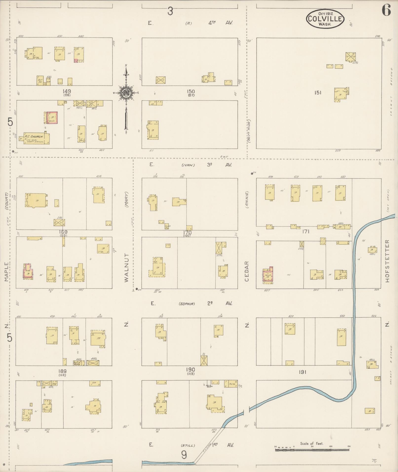 Sanborn Fire Insurance Map from Colville, Stevens County, Washington (1912), Sheet #0006 - Complete Map Set gallery image, historic Sanborn map, vintage wall art, Washington Washington