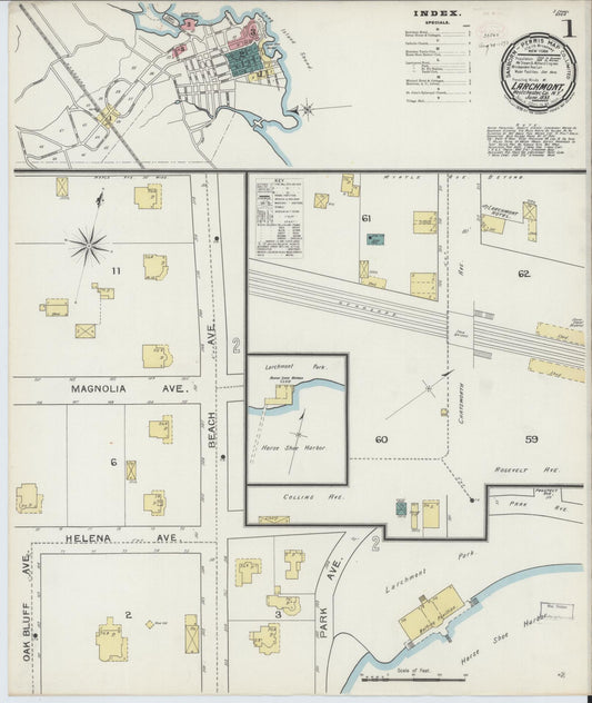 Sanborn Fire Insurance Map from Larchmont, Westchester County, New York (1893), Sheet #0001 - Complete Map Set gallery image, historic Sanborn map, vintage wall art, New York New York
