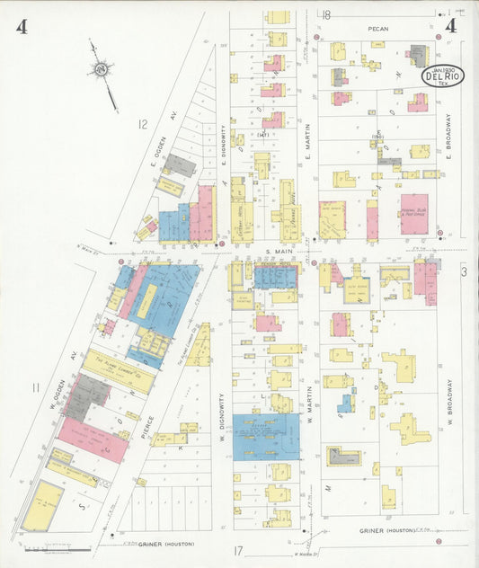 Sanborn Fire Insurance Map from Del Rio, Val Verde County, Texas (1930), Sheet #0004 - Historic Sanborn Fire Insurance Map Print, vintage old map wall art, antique decor, genealogy gift, Texas Texas map