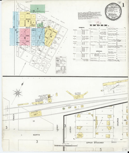 Sanborn Fire Insurance Map from Audubon, Audubon County, Iowa (1896), Sheet #0001 - Historic Sanborn Fire Insurance Map Print, vintage old map wall art