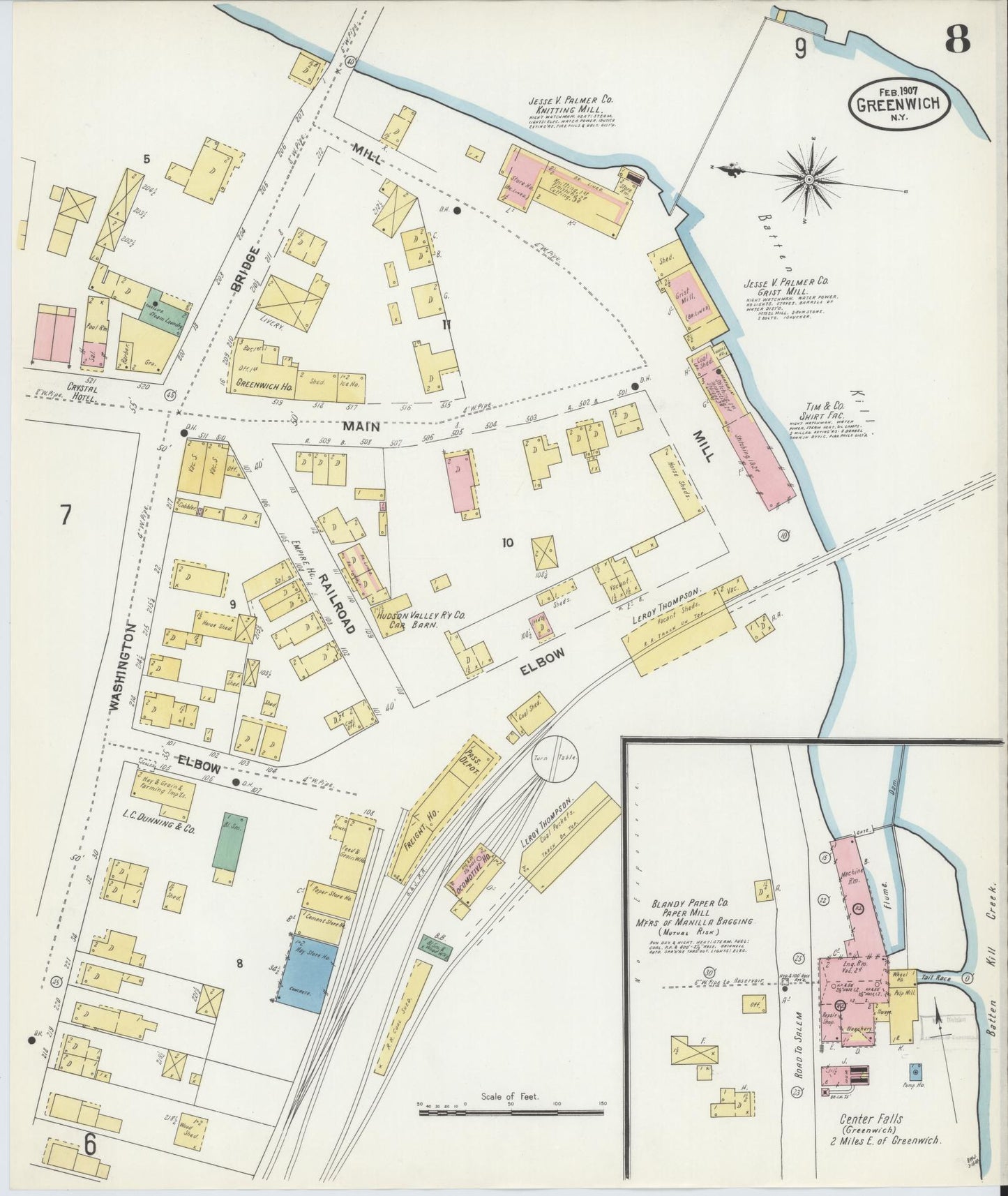 Sanborn Fire Insurance Map from Greenwich, Washington County, New York (1907), Sheet #0008 - Complete Map Set gallery image, historic Sanborn map, vintage wall art, New York New York