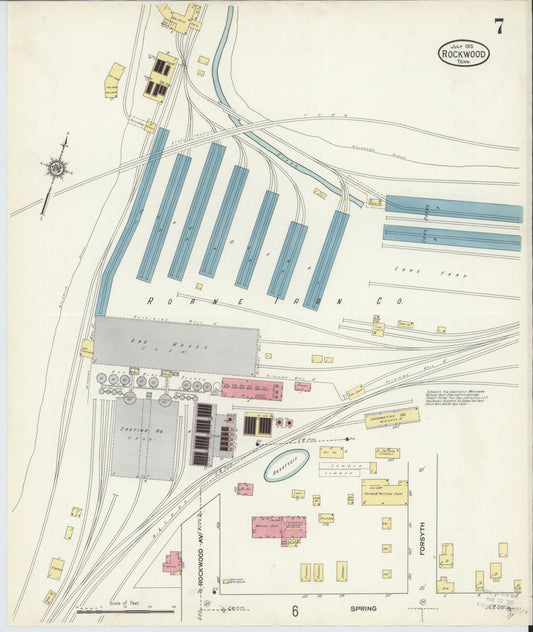 Sanborn Fire Insurance Map from Rockwood, Roane County, Tennessee (1913), Sheet #0007 - Historic Sanborn Fire Insurance Map Print, vintage old map wall art, antique decor, genealogy gift, Tennessee Tennessee map