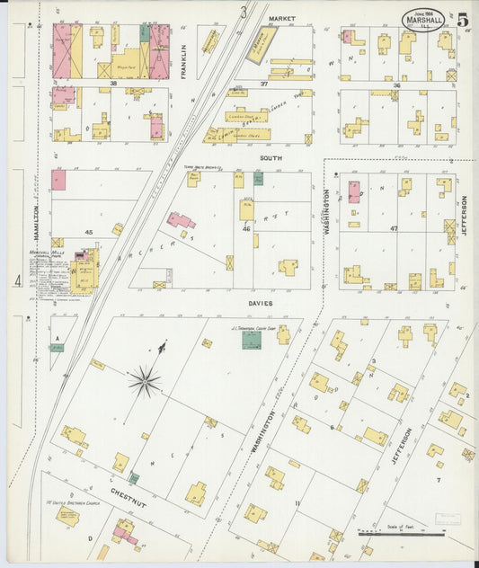 Sanborn Fire Insurance Map from Marshall, Clark County, Illinois (1906), Sheet #0005 - Historic Sanborn Fire Insurance Map Print, vintage old map wall art, antique decor, genealogy gift, Illinois Illinois map