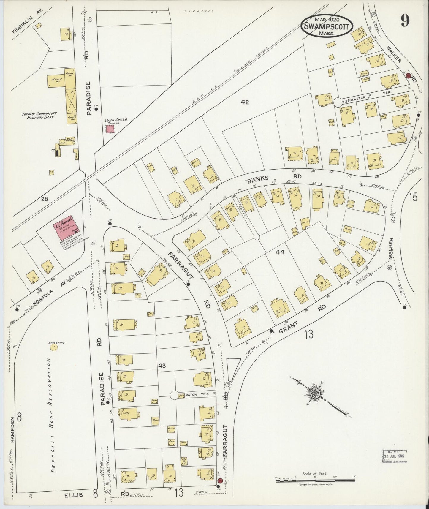 Sanborn Fire Insurance Map from Swampscott, Essex County, Massachusetts (1920), Sheet #0009 - Complete Map Set gallery image, historic Sanborn map, vintage wall art, Massachusetts Massachusetts