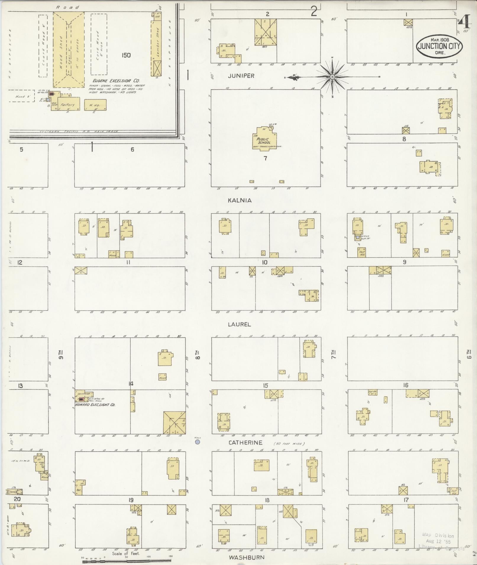 Sanborn Fire Insurance Map from Junction City, Lane County, Oregon (1908), Sheet #0004 - Complete Map Set gallery image, historic Sanborn map, vintage wall art, Oregon Oregon
