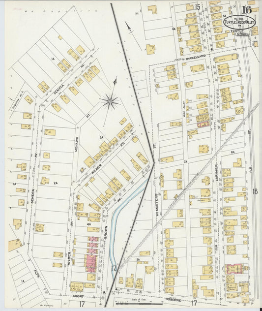 Sanborn Fire Insurance Map from Turtle Creek Valley, Allegheny County, Pennsylvania (1906), Sheet #0016 - Historic Sanborn Fire Insurance Map Print, vintage old map wall art, antique decor, genealogy gift, Pennsylvania Pennsylvania map