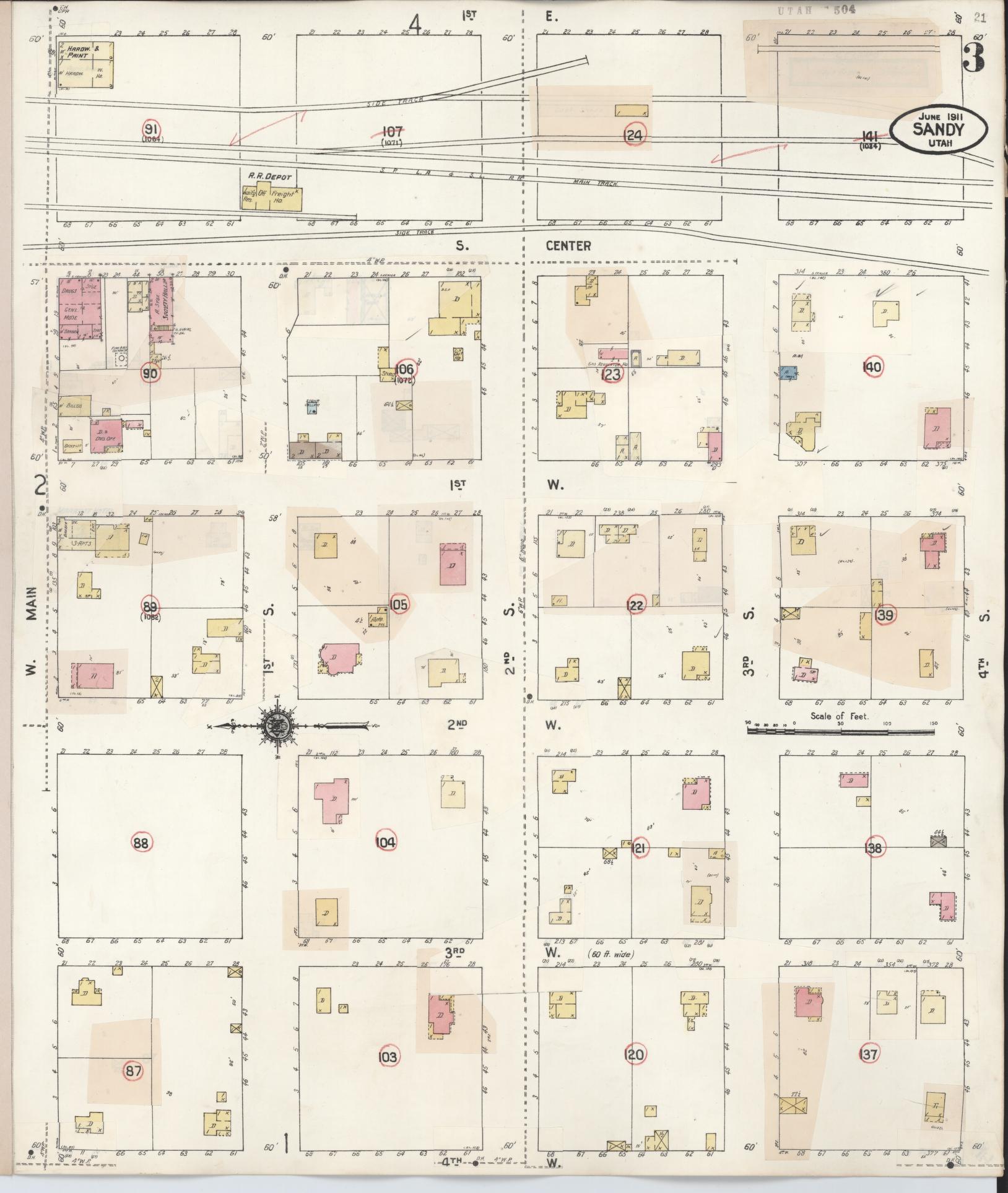 Sanborn Fire Insurance Map from Sandy, Salt Lake County, Utah (1930), Sheet #0003 - Complete Map Set gallery image, historic Sanborn map, vintage wall art, Utah Utah