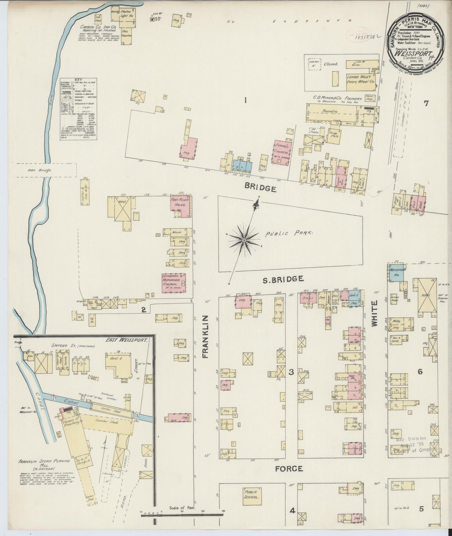 Sanborn Fire Insurance Map from Weissport, Carbon County, Pennsylvania. (1891) – Historic Sanborn Fire Insurance Map Print