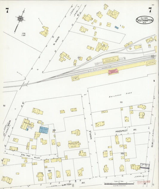Sanborn Fire Insurance Map from Southampton, Suffolk County, New York (1926), Sheet #0007 - Historic Sanborn Fire Insurance Map Print, vintage old map wall art, antique decor, genealogy gift, New York New York map