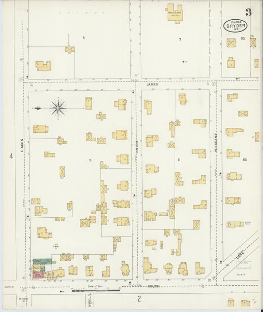 Sanborn Fire Insurance Map from Dryden, Tompkins County, New York (1904), Sheet #0003 - Historic Sanborn Fire Insurance Map Print, vintage old map wall art, antique decor, genealogy gift, New York New York map