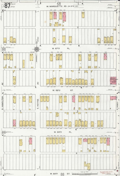 Sanborn Fire Insurance Map from Chicago, Cook County, Illinois (1920), Sheet #0087 - Historic Sanborn Fire Insurance Map Print, vintage old map wall art, antique decor, genealogy gift, Illinois Illinois map