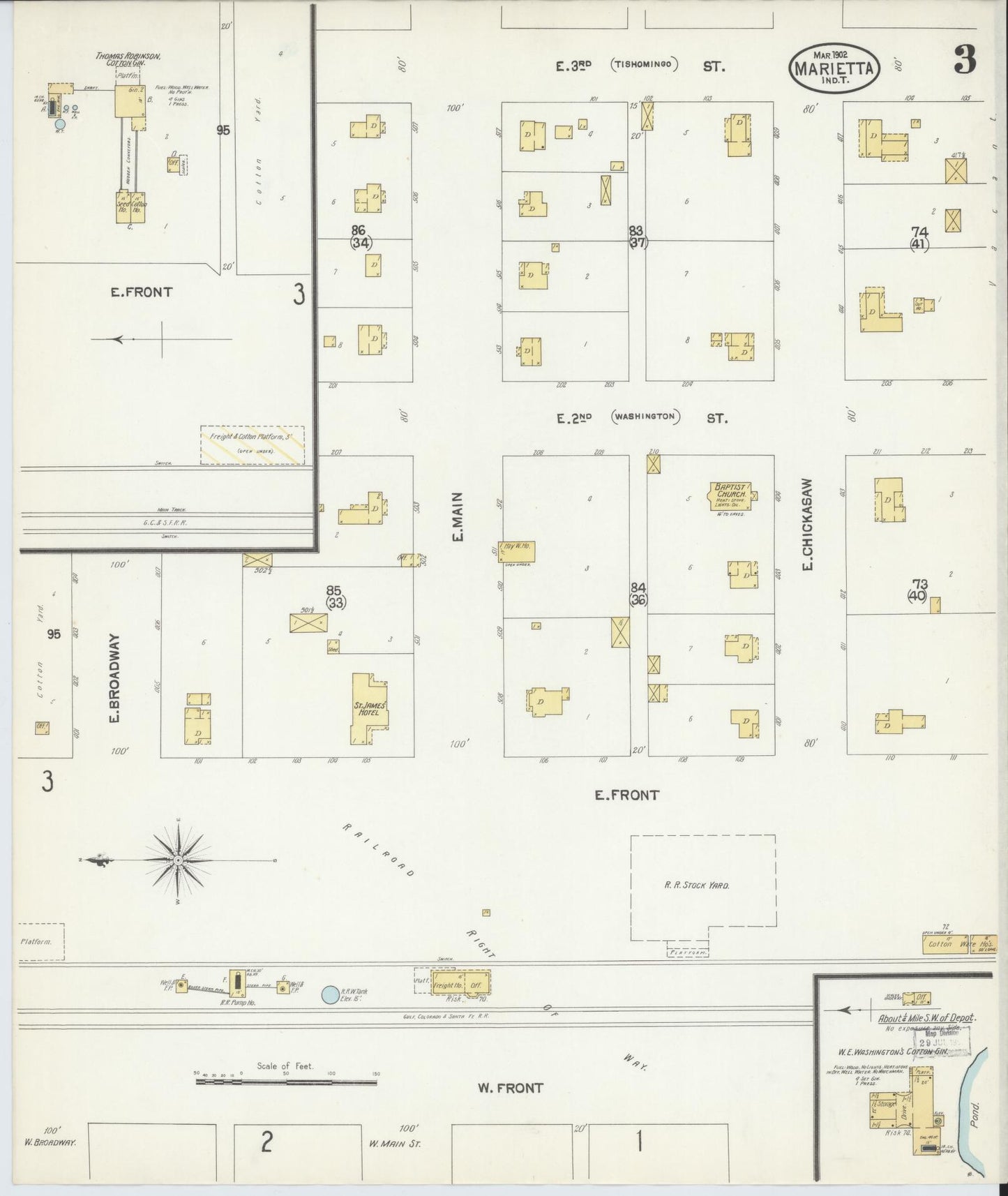 Sanborn Fire Insurance Map from Marietta, Love County, Oklahoma (1902), Sheet #0003 - Complete Map Set gallery image, historic Sanborn map, vintage wall art, Oklahoma Oklahoma