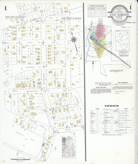 Sanborn Fire Insurance Map from East Dubuque, Jo Daviess County, Illinois (1940), Sheet #0001 - Complete Map Set gallery image, historic Sanborn map, vintage wall art, Illinois Illinois