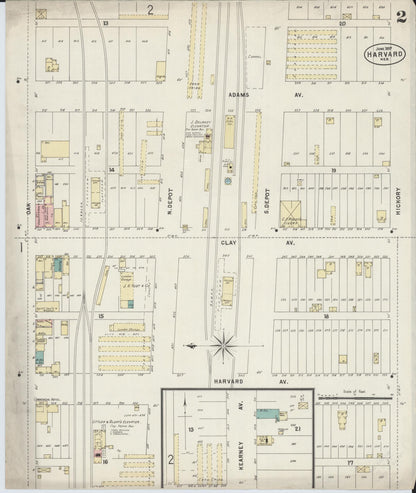 Sanborn Fire Insurance Map from Harvard, Clay County, Nebraska (1897), Sheet #0002 - Complete Map Set gallery image, historic Sanborn map, vintage wall art, Nebraska Nebraska
