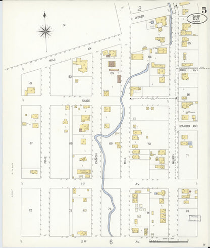 Sanborn Fire Insurance Map from Ely, White Pine County, Nevada (1907), Sheet #0005 - Complete Map Set gallery image, historic Sanborn map, vintage wall art, Nevada Nevada