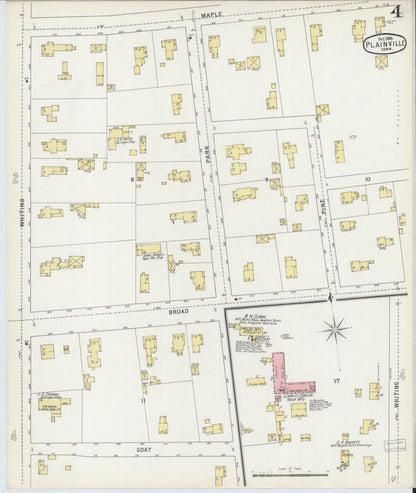 Sanborn Fire Insurance Map from Plainville, Hartford County, Connecticut (1895), Sheet #0004 - Complete Map Set gallery image, historic Sanborn map, vintage wall art, Connecticut Connecticut