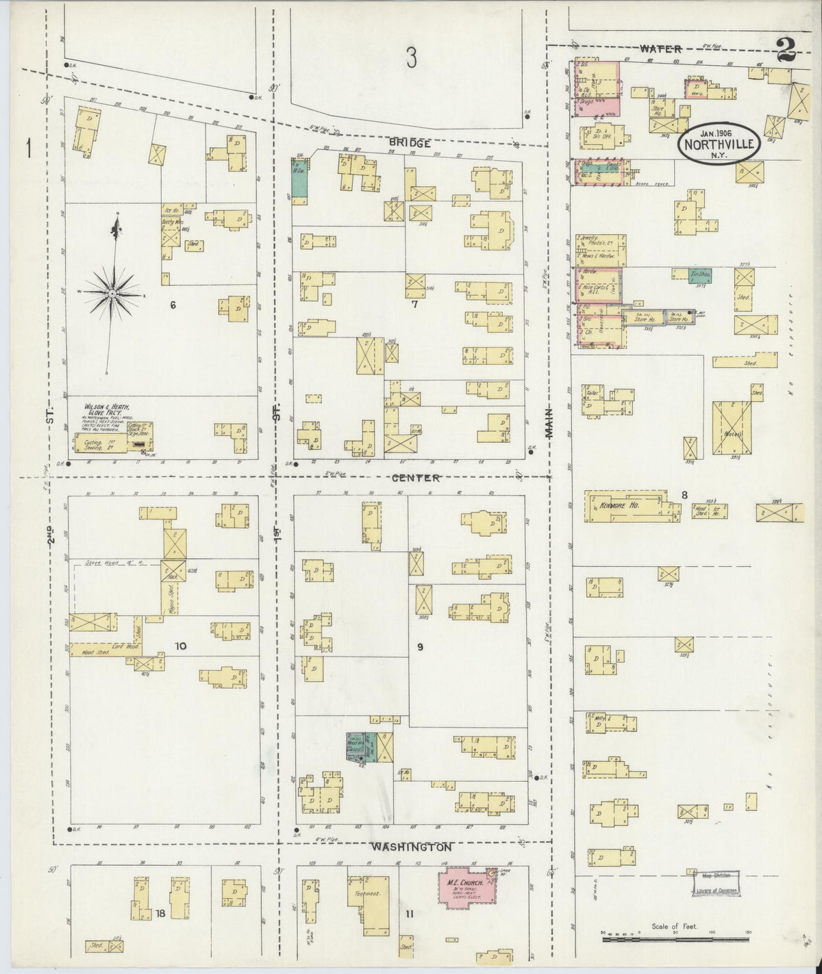 Sanborn Fire Insurance Map from Northville, Fulton County, New York (1906), Sheet #0002 - Complete Map Set gallery image, historic Sanborn map, vintage wall art, New York New York