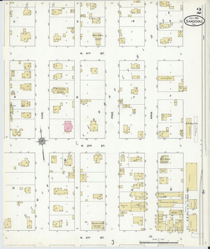 Sanborn Fire Insurance Map from Sandoval, Marion County, Illinois (1912), Sheet #0002 - Historic Sanborn Fire Insurance Map Print, vintage old map wall art, antique decor, genealogy gift, Illinois Illinois map