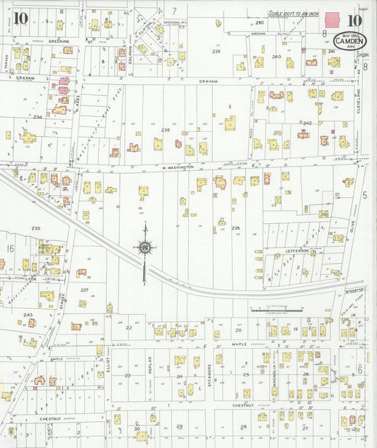 Sanborn Fire Insurance Map from Camden, Ouachita County, Arkansas (1930), Sheet #0010 - Historic Sanborn Fire Insurance Map Print, vintage old map wall art, antique decor, genealogy gift, Arkansas Arkansas map