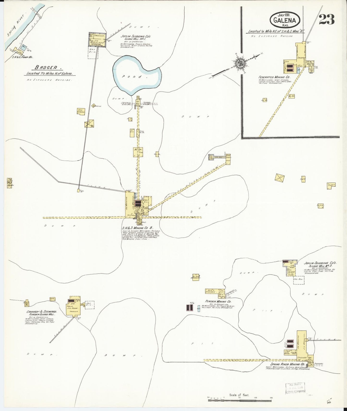 Sanborn Fire Insurance Map from Galena, Cherokee County, Kansas (1911), Sheet #0023 - Complete Map Set gallery image, historic Sanborn map, vintage wall art, Kansas Kansas