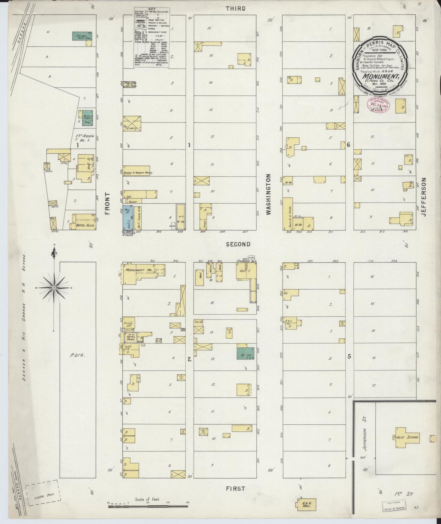 Sanborn Fire Insurance Map from Monument, El Paso County, Colorado (1895), Sheet #0001 - Historic Sanborn Fire Insurance Map Print, vintage old map wall art, antique decor, genealogy gift, Colorado Colorado map