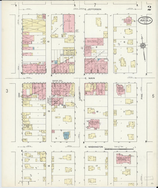 Sanborn Fire Insurance Map from Arcola, Douglas County, Illinois (1914), Sheet #0002 - Historic Sanborn Fire Insurance Map Print, vintage old map wall art, antique decor, genealogy gift, Illinois Illinois map