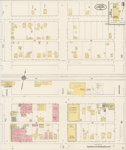 Sanborn Fire Insurance Map from Lemoore, Kings County, California (1915), Sheet #0003 - Historic Sanborn Fire Insurance Map Print, vintage old map wall art, antique decor, genealogy gift, California California map