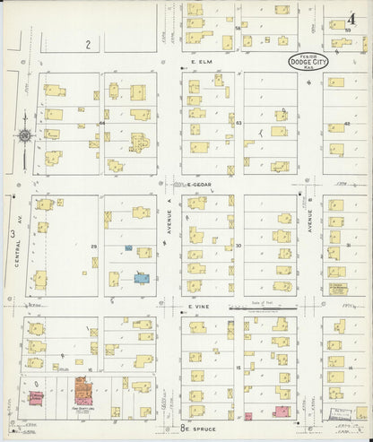 Sanborn Fire Insurance Map from Dodge City, Ford County, Kansas (1918), Sheet #0004 - Complete Map Set gallery image, historic Sanborn map, vintage wall art, Kansas Kansas