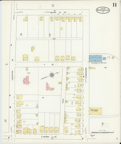 Sanborn Fire Insurance Map from Winchester, Clark County, Kentucky (1912), Sheet #0011 - Complete Map Set gallery image, historic Sanborn map, vintage wall art, Kentucky Kentucky