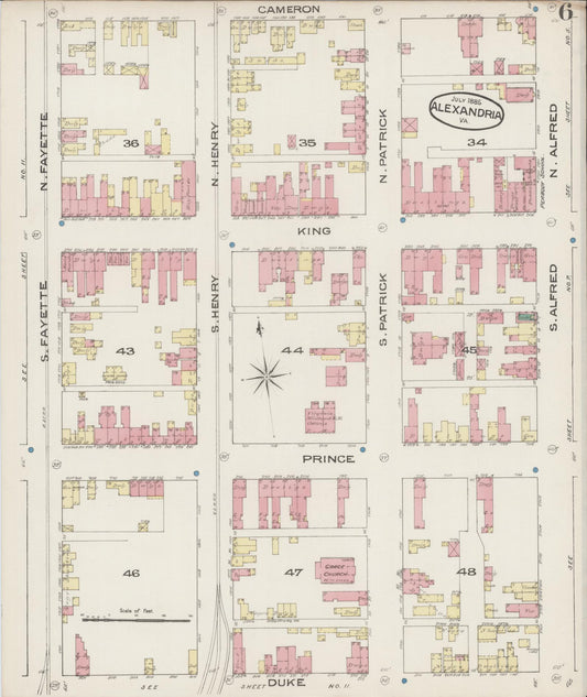 Sanborn Fire Insurance Map from Alexandria, Independent Cities, Virginia (1885), Sheet #0006 - Historic Sanborn Fire Insurance Map Print, vintage old map wall art, antique decor, genealogy gift, Virginia Virginia map