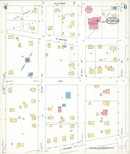 Sanborn Fire Insurance Map from Saint Charles, Kane County, Illinois (1923), Sheet #0006 - Complete Map Set gallery image, historic Sanborn map, vintage wall art, Illinois Illinois