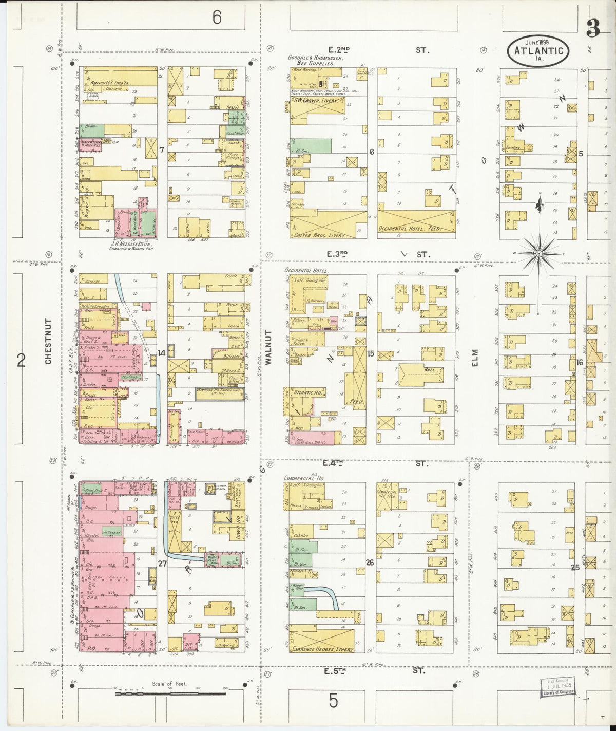 Sanborn Fire Insurance Map from Atlantic, Cass County, Iowa (1899), Sheet #0003 - Historic Sanborn Fire Insurance Map Print