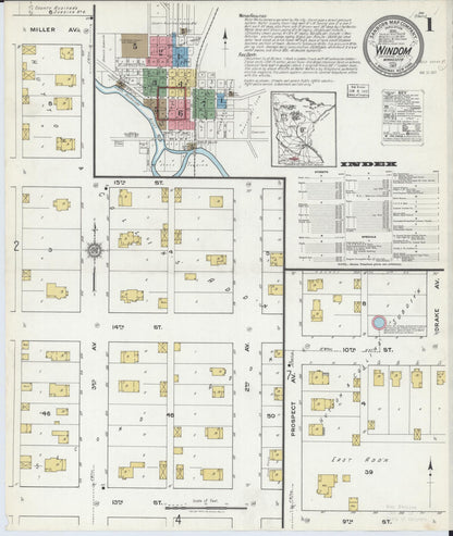 Sanborn Fire Insurance Map from Windom, Cottonwood County, Minnesota (1917), Sheet #0001 - Historic Sanborn Fire Insurance Map Print, vintage old map wall art, antique decor, genealogy gift, Minnesota Minnesota map