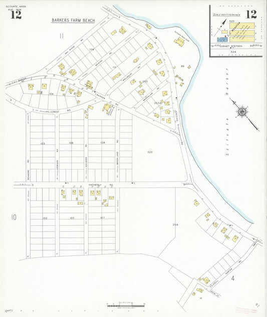 Sanborn Fire Insurance Map from Scituate, Plymouth County, Massachusetts (1939), Sheet #0012 - Historic Sanborn Fire Insurance Map Print, vintage old map wall art, antique decor, genealogy gift, Massachusetts Massachusetts map