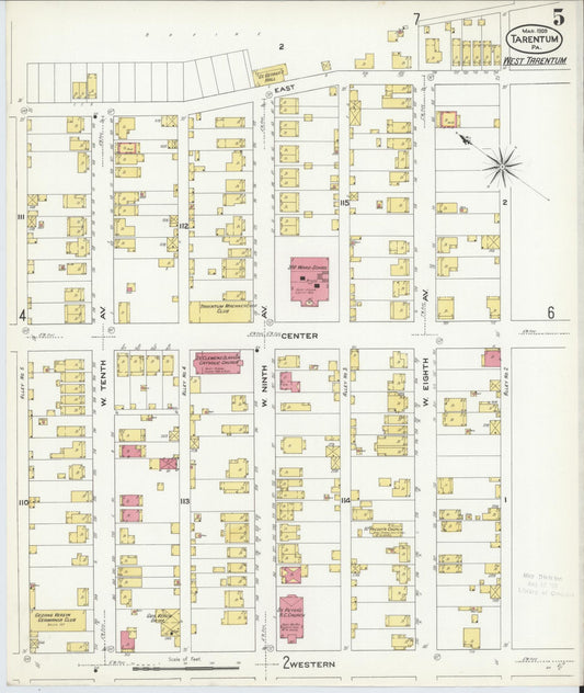 Sanborn Fire Insurance Map from Tarentum, Allegheny County, Pennsylvania (1909), Sheet #0005 - Historic Sanborn Fire Insurance Map Print, vintage old map wall art, antique decor, genealogy gift, Pennsylvania Pennsylvania map