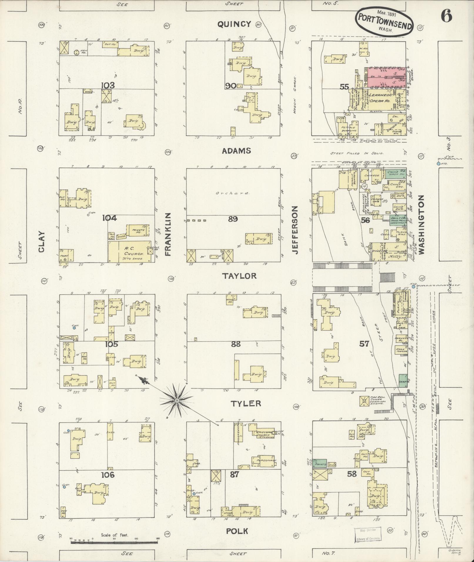 Sanborn Fire Insurance Map from Port Townsend, Jefferson County, Washington (1891), Sheet #0006 - Complete Map Set gallery image, historic Sanborn map, vintage wall art, Washington Washington