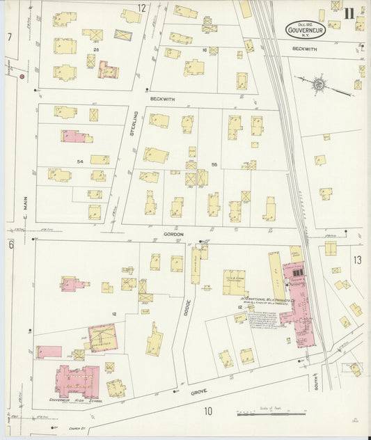 Sanborn Fire Insurance Map from Gouverneur, Saint Lawrence County, New York (1912), Sheet #0011 - Historic Sanborn Fire Insurance Map Print, vintage old map wall art, antique decor, genealogy gift, New York New York map